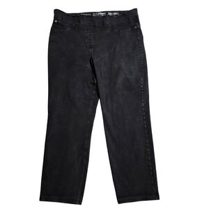 Luxe Denim Slim Straight Jeans Plus 2X Black 4-Way Stretch Pull On Pants 20-22